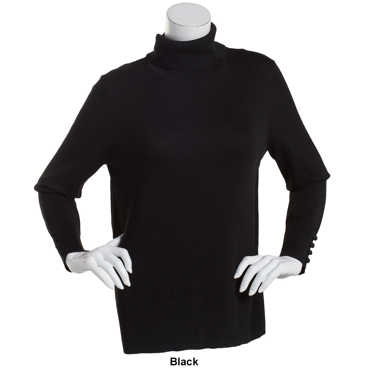 Petite Retrology Long Button Sleeve Turtleneck Sweater