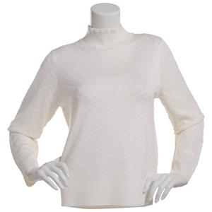 Womens Retrology Ribbed Eyelet Mock Neck Sweater alternate view