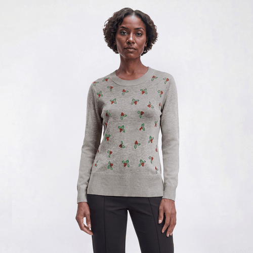 Petite Retrology Long Sleeve Allover Holly Lurex Sweater