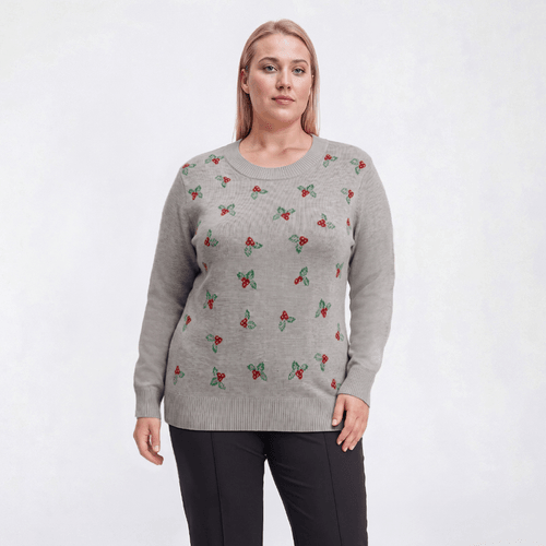 Plus Size Retrology Long Sleeve Allover Holly Lurex Sweater