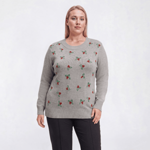 Plus Size Retrology Long Sleeve Allover Holly Lurex Sweater