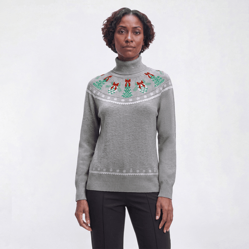Womens Retrology Pinecones Fair Isle Turtleneck Sweater