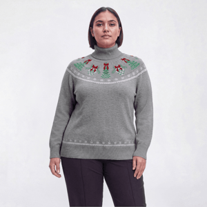 Plus Size Retrology Pinecones Fair Isle Turtleneck Sweater