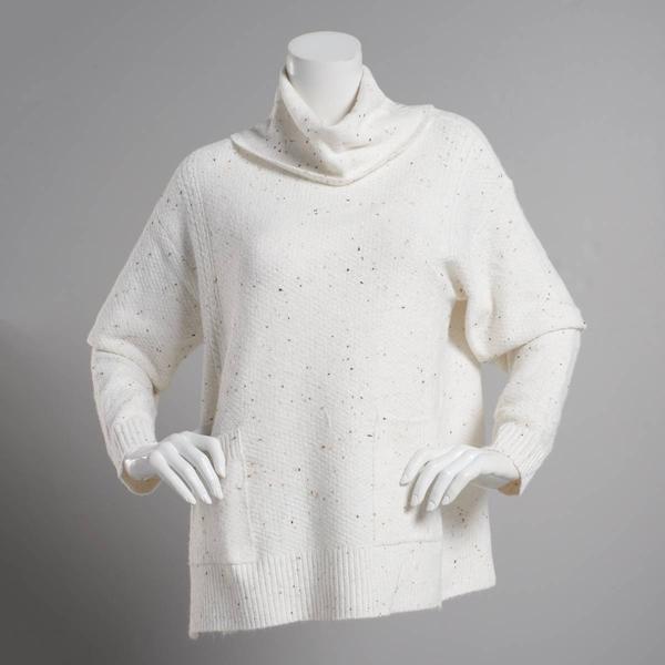 Petite Chloe & Jasmine Fleck 2 Pocket Cowl Neck Sweater