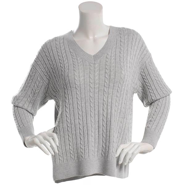 Womens Adyson Parker Long Sleeve Solid Cable V-Neck Pajama Top
