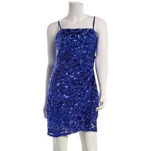 Juniors Emerald Sundae Pattern Sequin Side Ruch Sheath Dress alternate view