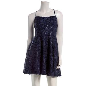 Juniors Emerald Sundae Eyelash Cross Back Skater Dress alternate view