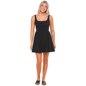 Juniors Emerald Sundae Crepe V-Drop Waist Skater Dress
