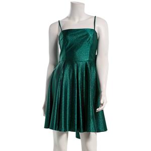 Juniors Emerald Sundae Glitter Knit Bow Back Skater Dress alternate view