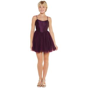 Juniors Emerald Sundae Glitter Corset Lace-Up Back Skater Dress