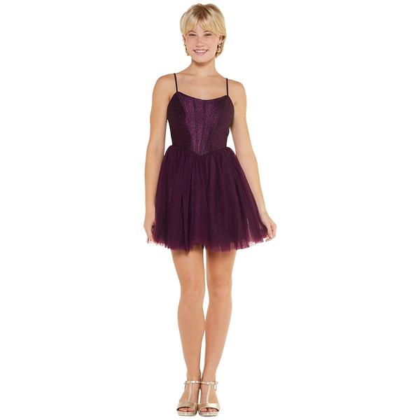 Juniors Emerald Sundae Glitter Corset Lace-Up Back Skater Dress