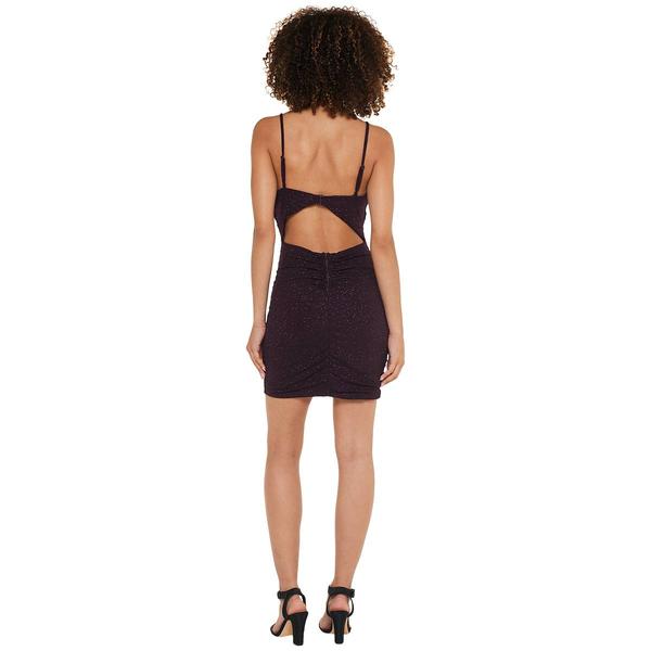 Juniors Emerald Sundae Glitter Ruched Cut-Out Back Sheath Dress alternate view