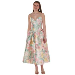 Juniors Emerald Sundae Floral Corset Box Pleat A-Line Dress
