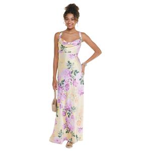 Juniors Emerald Sundae Floral Drape Neck Maxi Dress