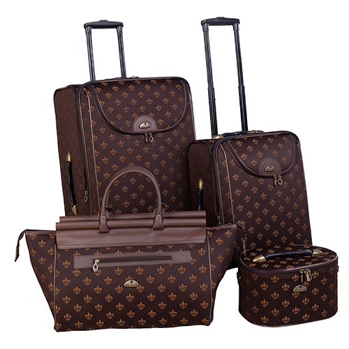 American Flyer Fleur De Lis 4pc. Luggage Set - Brown