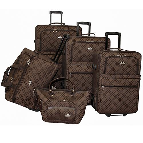 American Flyer Pemberly Buckles 5pc. Luggage Set - Brown