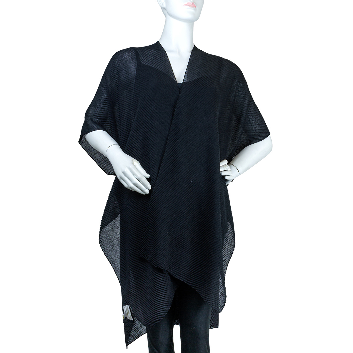 Womens Adrienne Vittadini Pleated Oversize Mesh Kimono