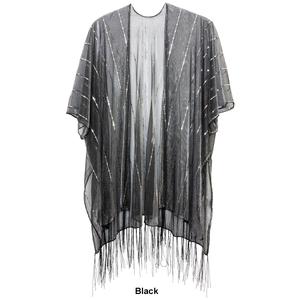 Womens Jessica McClintock Hologram Tie Front Fringe Kimono alternate view