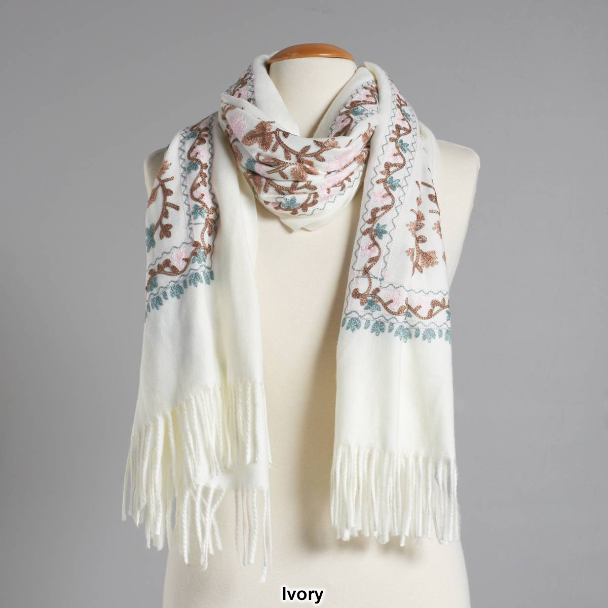 Womens Jessica McClintock Embroidered Floral Scarf