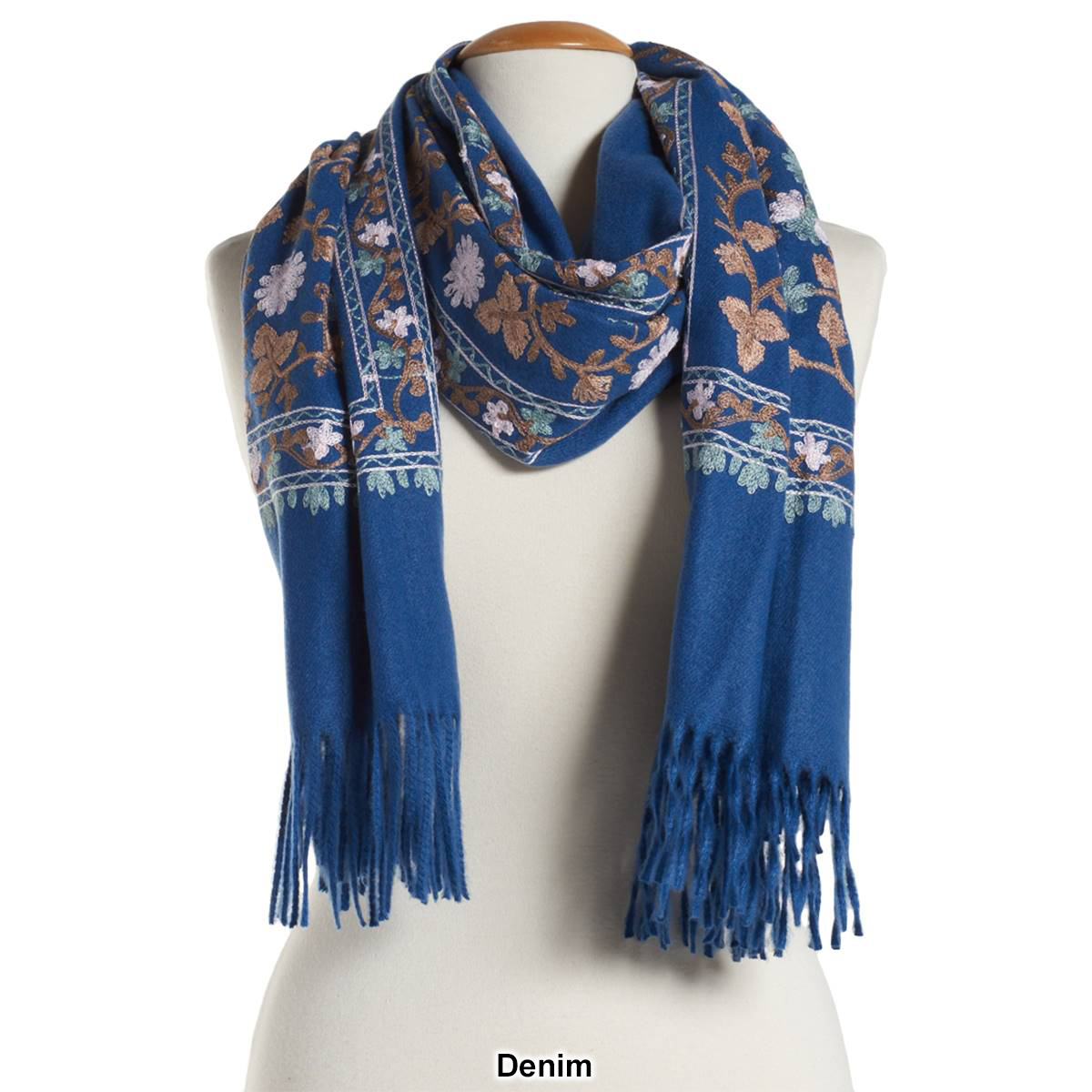 Womens Jessica McClintock Embroidered Floral Scarf