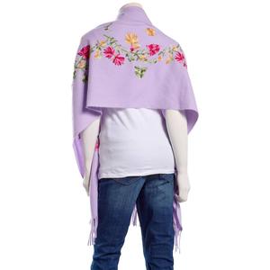 Womens Jessica McClintock Floral Embroidered Shawl with Fringe alternate view