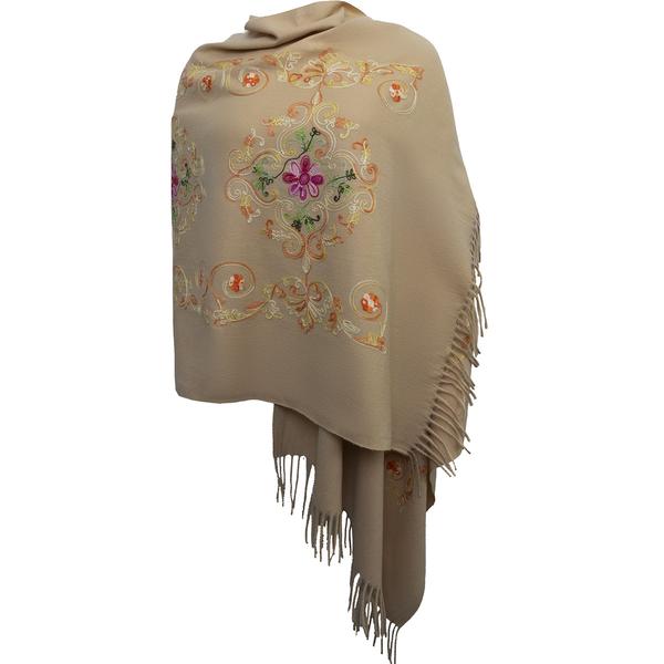Womens Jessica McClintock Short Sleeve Embroidered Floral Shawl