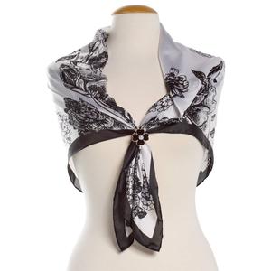 Womens Jessica McClintock Black And White Floral Square Scarf