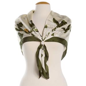 Womens Jessica McClintock Ivory Floral Square Scarf