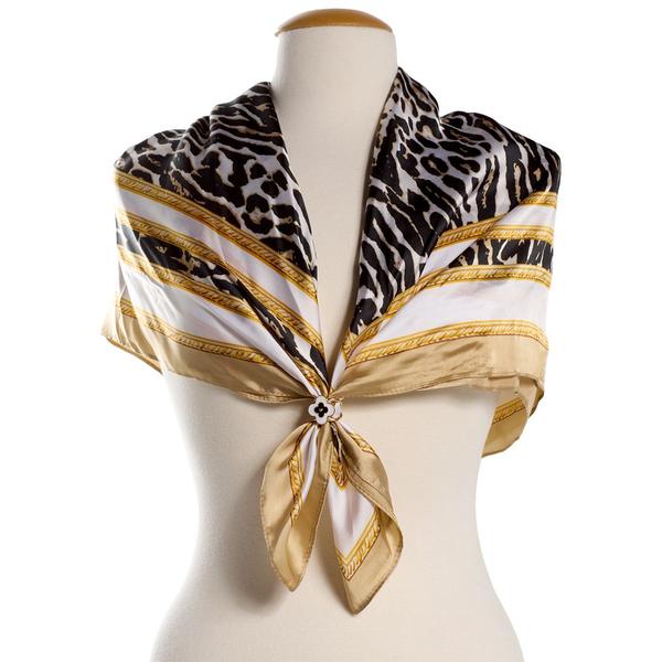 Womens Jessica McClintock Border Animal Square Scarf