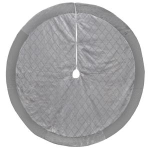 56in. Silver Velvet Tree Skirt with Silver Glitter Diamond Design