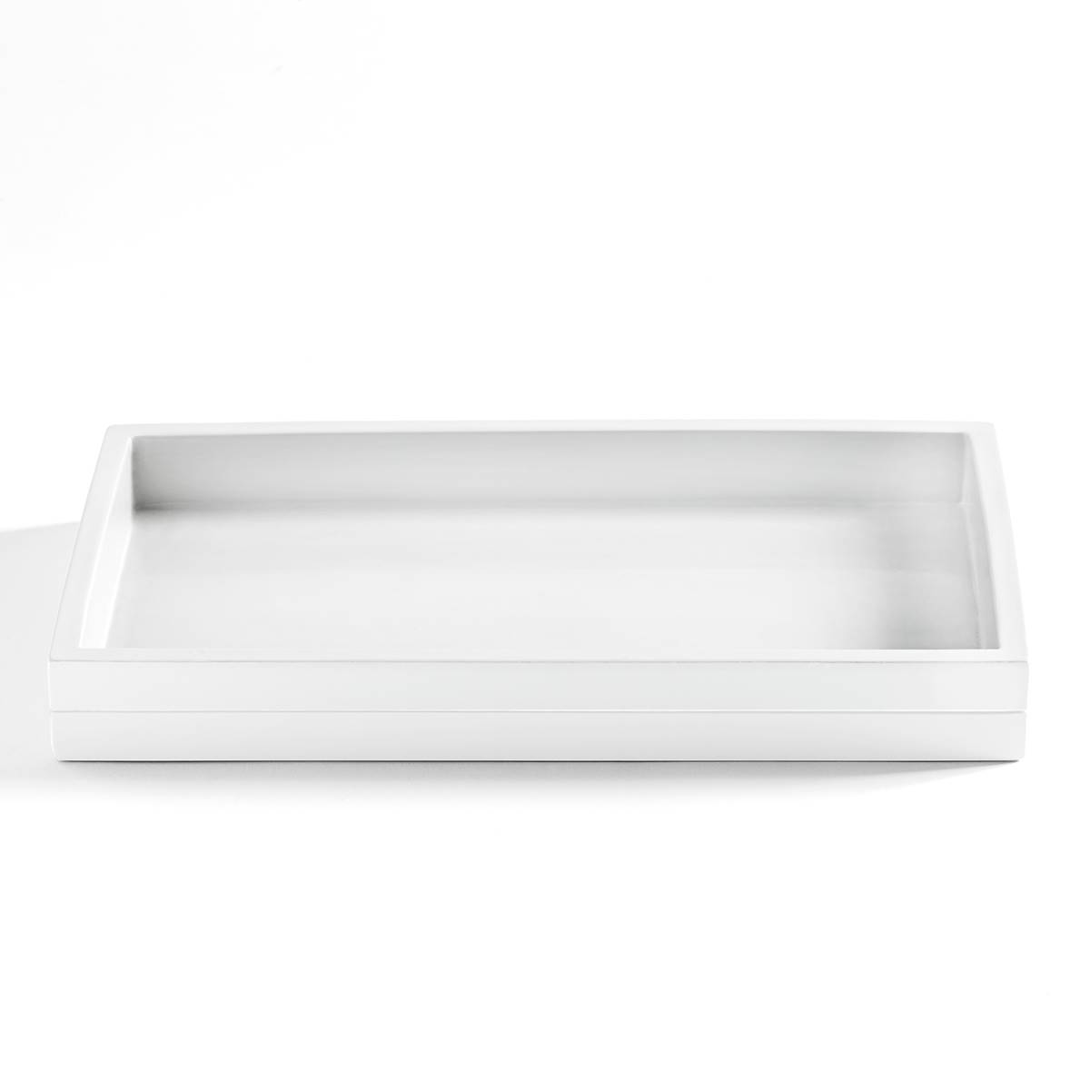 Cassadecor White Lacquer Stripe Bath Tray