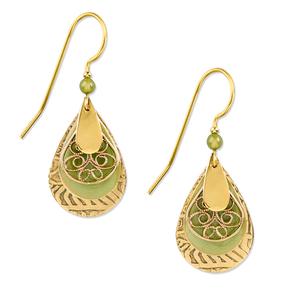 Silver Forest Gold-Tone 4 Layer Teardrop Earrings