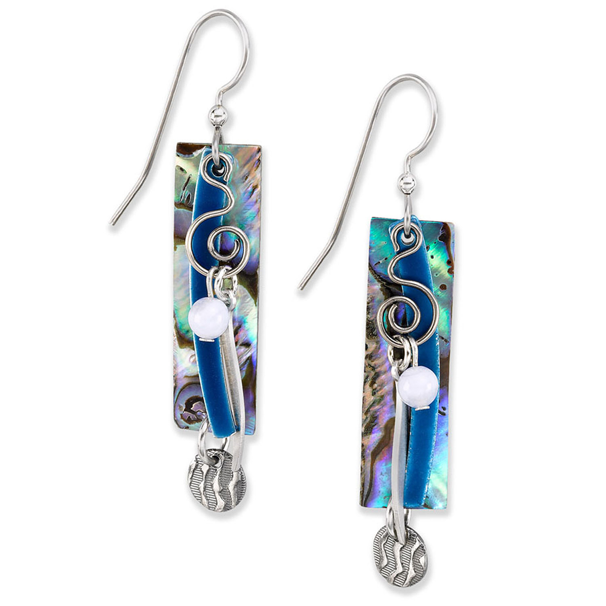 Silver Forest Silver-Tone With Shell Rectangle Dangle Earrings