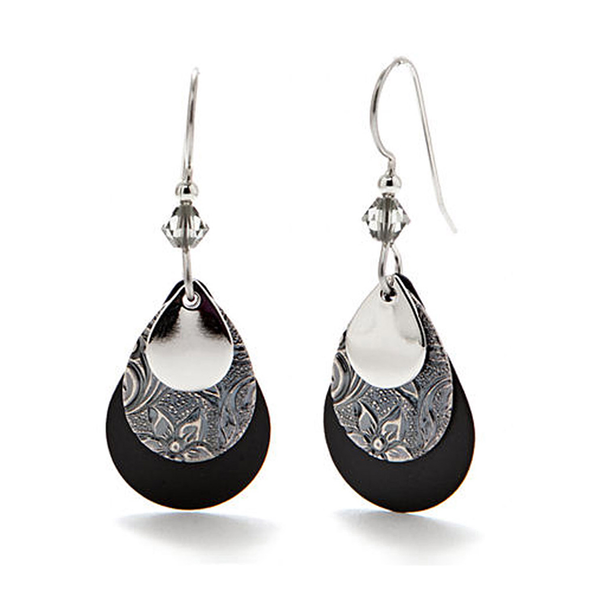 Silver Forest Silver-Tone Triple Layer Teardrop Earrings