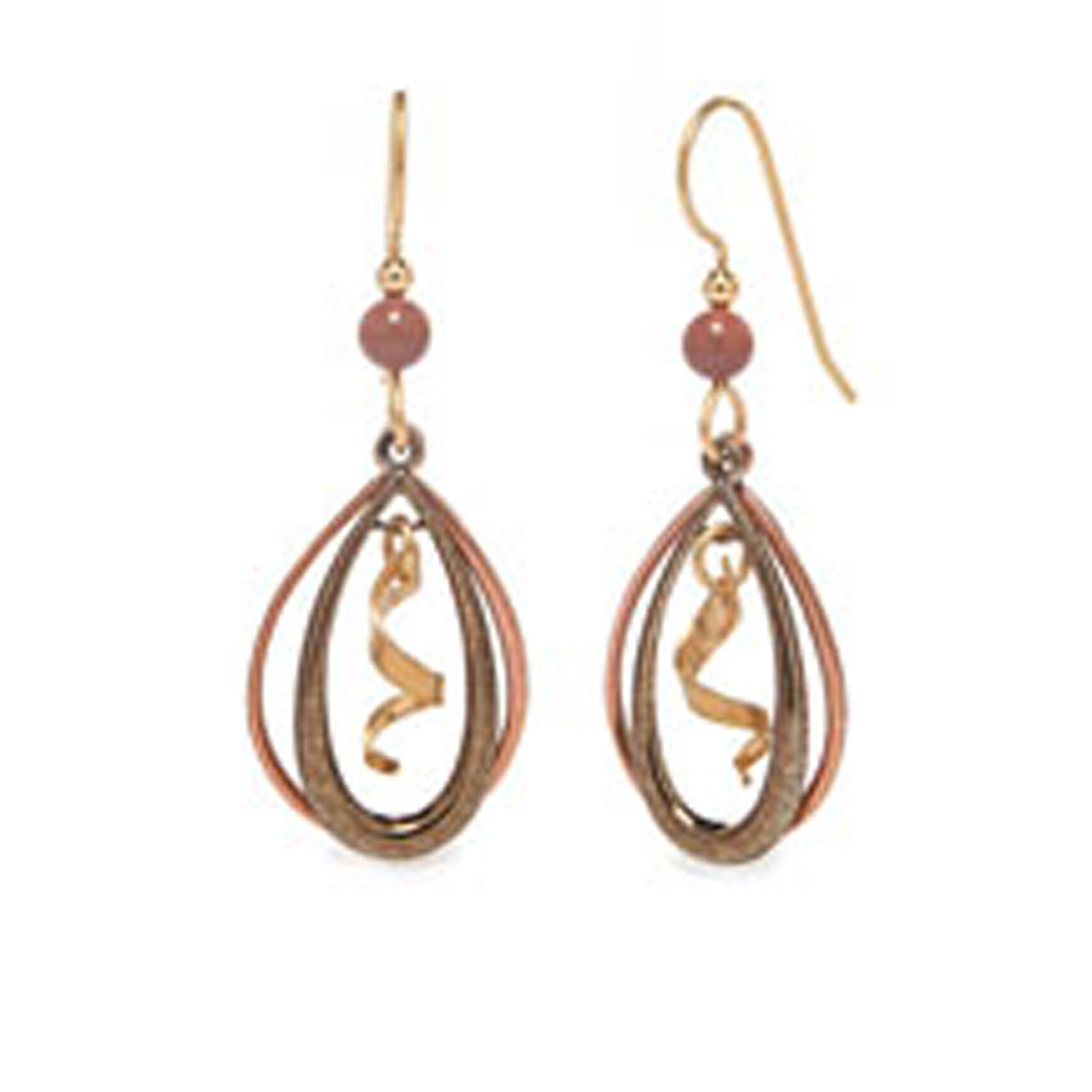 Silver Forest Two-Tone Cork Screw Teardrop Earrings