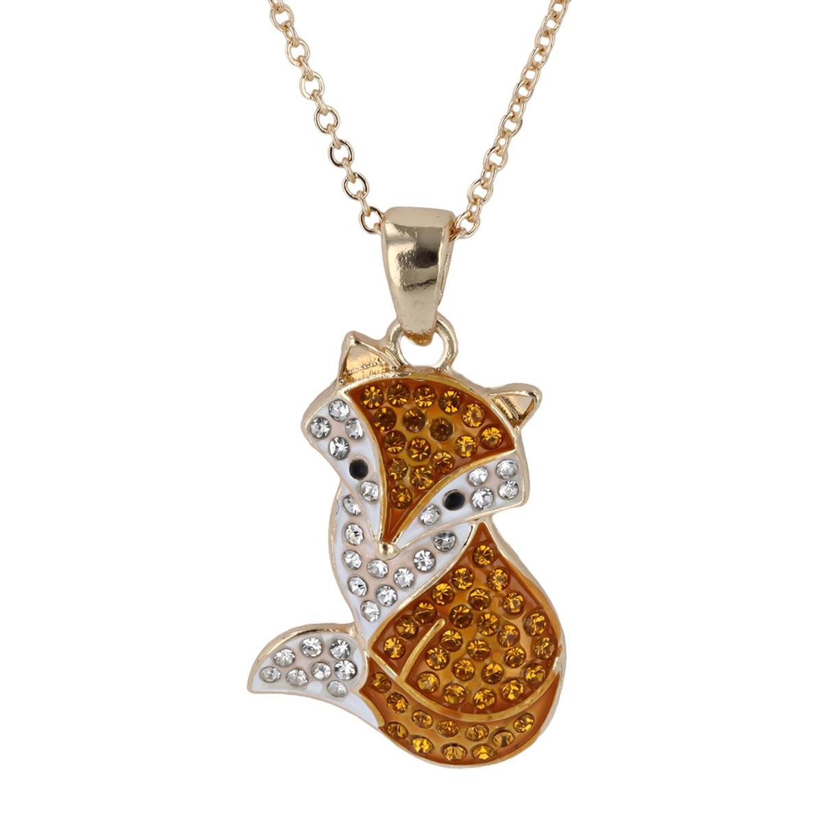 Crystal Kingdom Gold-Tone Crystal Fox Pendant