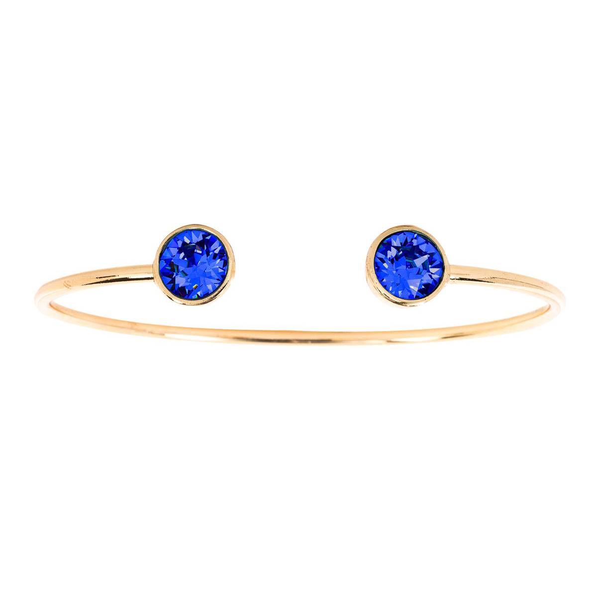 Gold Plated Blue Sapphire Austrian Crystal Cuff Bangle Bracelet