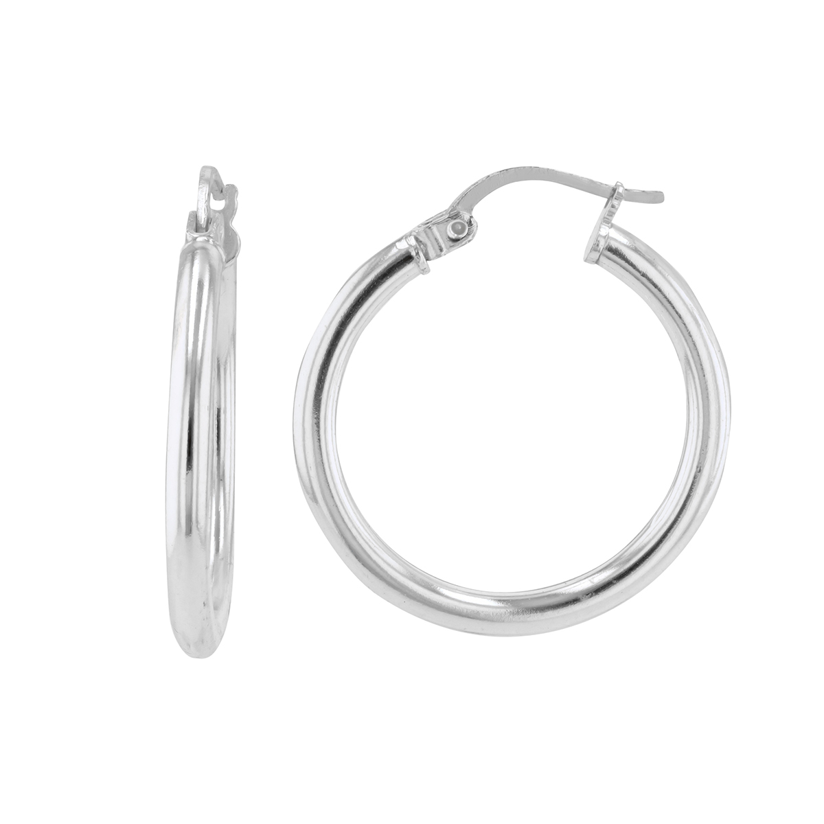 Sterling Silver Round Polished Hoop Earrings