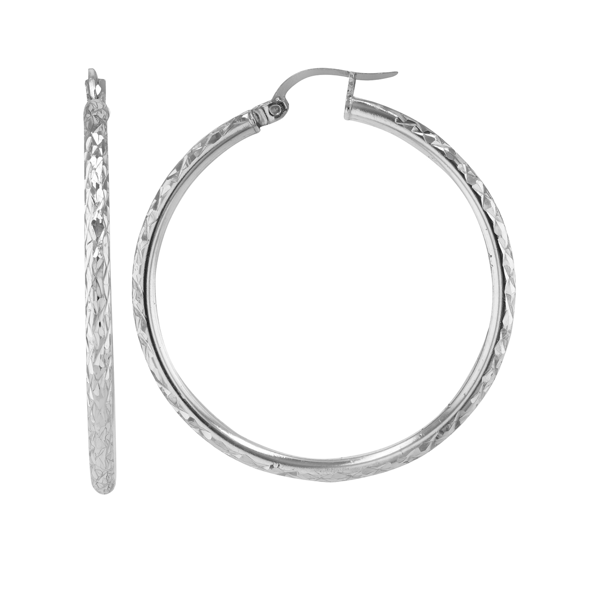 Sterling Silver Round 2.5mmx40 Hoop Earrings