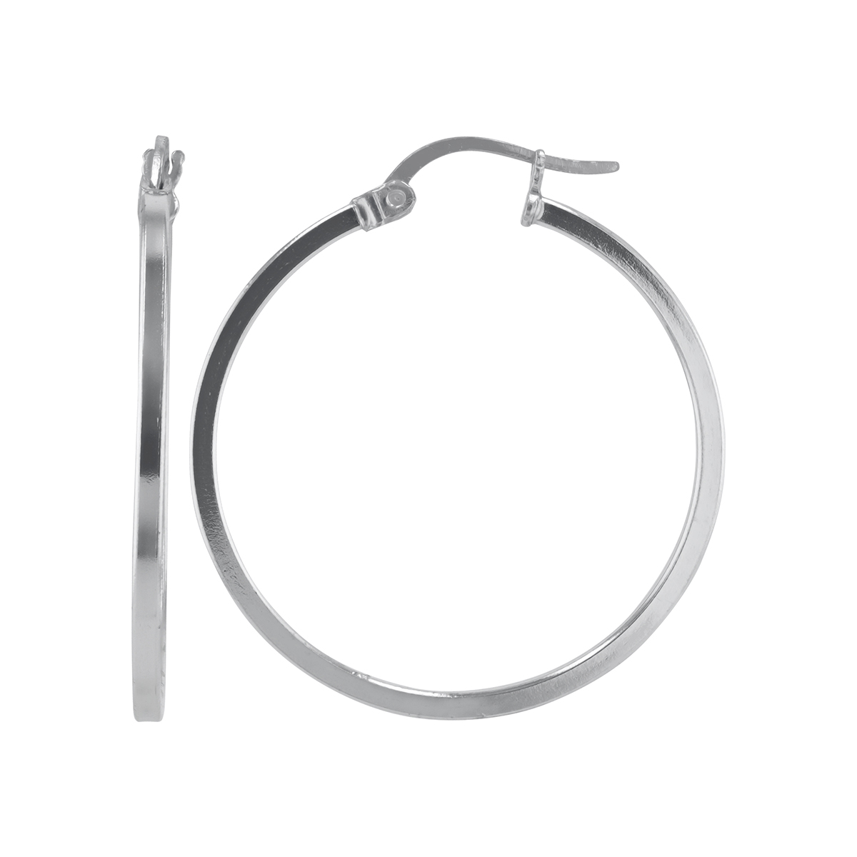 Polished Sterling Silver Square Tube Hoop Earrings