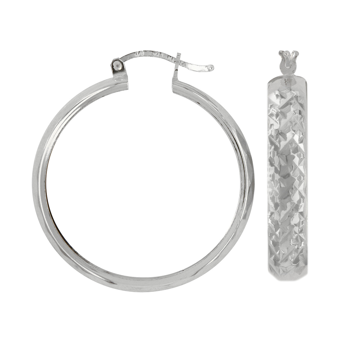 Diamond Cut Sterling Silver Hoop Earrings