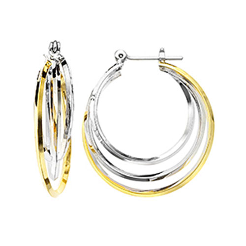 Fine Faux Two-Tone Interlaced Hoop Earrings