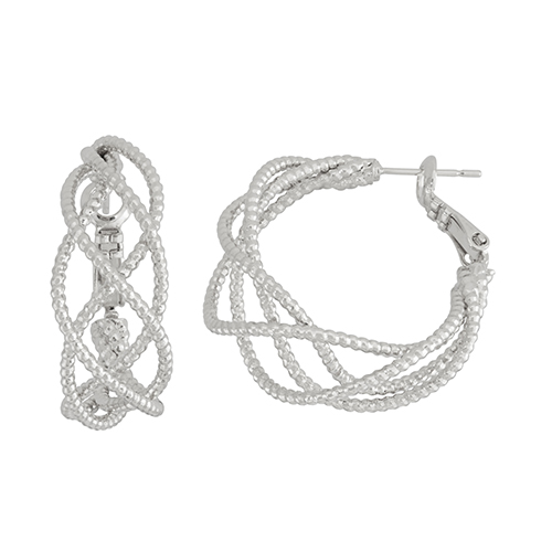 Rhodium Plated 30mm Twisted Hoop Earrings