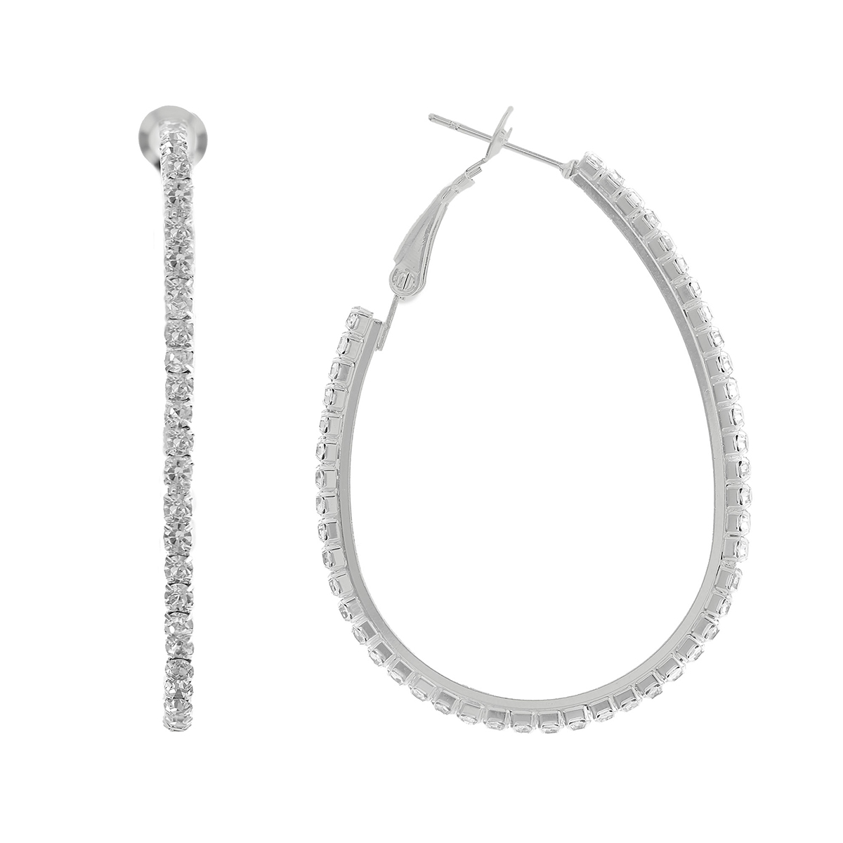 30mm Crystal Round Hoop Earrings