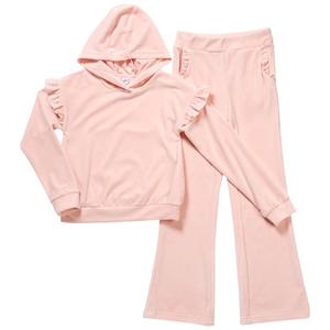Girls (4-6x) 90 Degree(R) by Reflex Velour Hoodie & Flare Pants Set