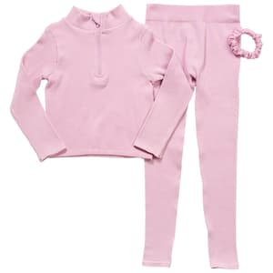 Girls (4-6x) 90 Degree® by Reflex Rib 1/2 Zip Top & Leggings Set