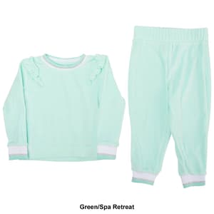 Baby Girl (12-24M) 90 Degree® by Reflex Velour Ruffle Joggers Set