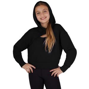 Girls (7-12) Yogalicious(R) Solid Cropped Hoodie w/ Keyhole