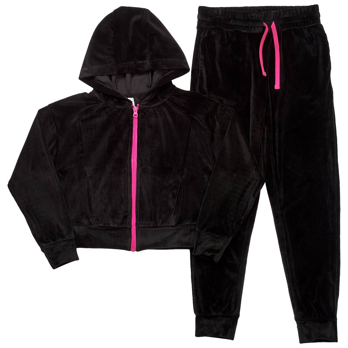 Girls (7-14) 90 Degree(R) By Reflex Rib Velour Jacket & Joggers