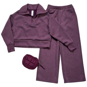 Girls (7-14) Yogalicious(R) 3pc. 1/4 Zip & Wide Leg Pants w/ Bag alternate view